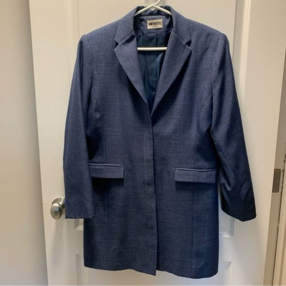 AMORETTI Vintage 80s-90s Blue Longer style Blazer - Picture 1 of 10